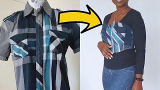 Flip Side Upcycling Episode 6 I made a Corset Top from an old shirt. #shirtupcycle