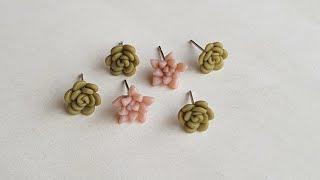 How I made succulentflower earrings using clay