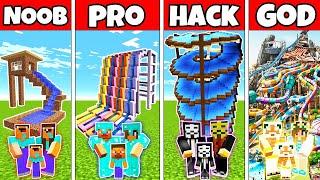 Minecraft FAMILY WATERPARK BUILD CHALLENGE - NOOB vs PRO vs HACKER vs GOD in Minecraft Animations