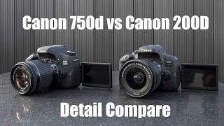 Canon 750d Rebel T6i vs Canon 200D SL2 Detail Compare