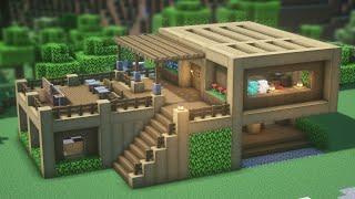 Minecraft  How to Build an Wooden House  Simple Survival House Tutorial #8