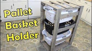 DIY Laundry Basket Holder  Organizer - Pallet Projects