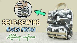 DIY How to sew 5-compartment Bag from Military Uniform - Free Sewing Instructions