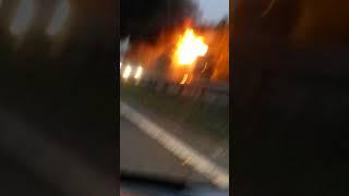 Coach On Fire Spotted on Motorway ️ Could Feel the heat  #fire #dangerous #motorway #scary