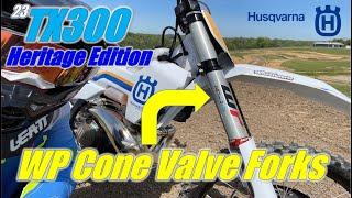 WP Pro Components Components Cone Valve Forks on a 2023 Husqvarna TX300 Heritage Edition