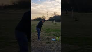 Hows his swing? #golfshorts #golf #swingpractice #golfswing #rangefinder #shorts #bobcatgolf