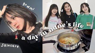 a day in my life + 2 of my friends   lotte alley self-cooked ramen grwm skincare routine