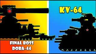 Drawing Cartoon Tank KV-64 and Final Boss Dora-44 - Cartoons About Tanks