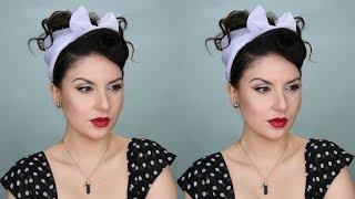 Peinado PinUp con Bufanda  Retro Pinup Hair Tutorial with Scarf Updo  Nena Moreno