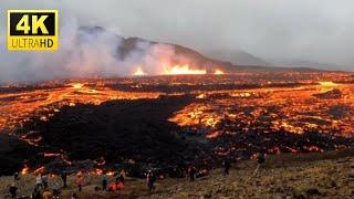 Calm after the lava flood. Meradalir Volcano Iceland. 05.08.22. 4K.