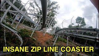 INSANE Zip Line Coaster - Rowdy Bear Mountain Glider 4K POV