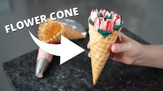 How to make buttercream flower cone  Cake Decorating For Beginners 