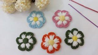 ورد كروشية وردة كروشية بسيطه وسهلهتعليم الكروشية للمبتدئينcrochet flower#افكار_مورى