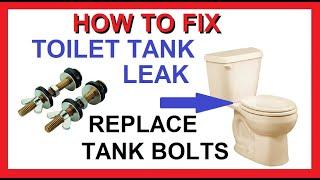 How to Replace Toilet Tank to Bowl BOLTS and Gasket - Fix Toilet Tank Water Leak - Cheap Easy Fast