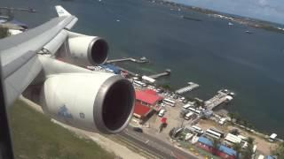 KLM Boeing 747-400 Rocket Takeoff St Maarten Princess Juliana Airport