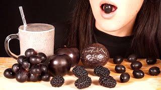 ASMR Black Food  Blackberries Grapes Black Sesame Smoothie Mostly No Talking