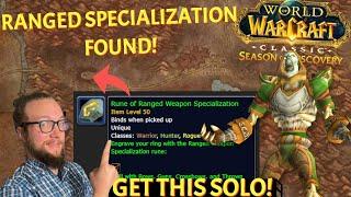 RING RUNE FOUND Ranged Specialization Rune for Hunter Rogue Warrior Season of Discovery WoW