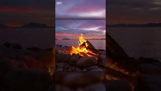 Relaxing Camp Fire with Water Sounds #shorts #nature #relaxation
