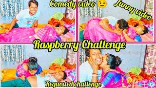 Raspberry challenge with pink saree #requested challenge #very funny