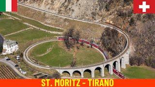 Winter Cab Ride St. Moritz - Tirano Rhaetian Railway Bernina railway line - Switzerland Italy 4K