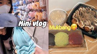 Mukbang đồ ăn ở Aeon Mall  Takoyaki  và Bánh Custard 3 vị cùng mình nha  mini vlog 