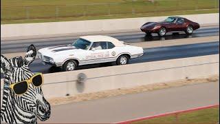 1974 Corvette vs 1970 Olds Pace Car  Pure STOCK DRAG RACE  CARS AND ZEBRAS