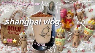 shanghai diaries+ haul  travel vlog  shop with memakeup grocery store sanrio store sonny angels
