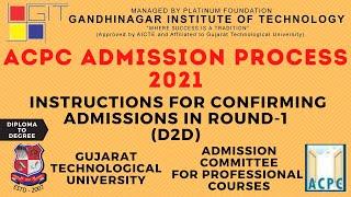 Instructions for Confirming Admissions in Round-1 D2D  GTU  D2D  Admission2021  Engineering