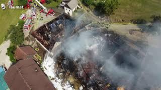 20 Feuerwehren Bauernhof in Garsten bis auf Grundmauern niedergebrannt