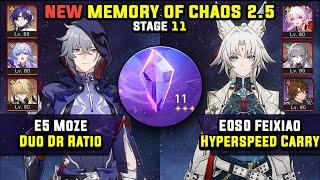 E5 Moze Duo Dr Ratio & E0 Feixiao Hyperspeed 3 Stars NEW Memory Of Chaos 11 Honkai Star Rail 2.5