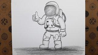 Kolay Karakalem Çizimler Adım Adım Astronot Resmi Nasıl Çizilir