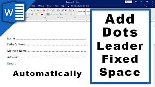 How to add dots Leader in table of contents Word