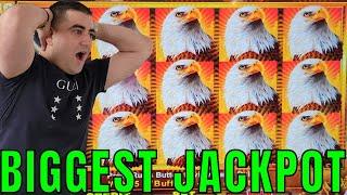 BIGGEST JACKPOT On YouTube For Eagle Bucks Slot Machine