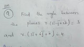 Find the angle between two planes by using normal vectors 