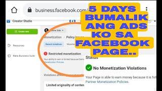 RESTRICTED MONETIZATION  IN-STREAM ADS SA FACEBOOK PAGE 5 DAYS LANG SOLVED..