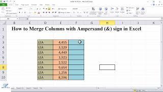 How to Merge Columns with Ampersand & sign in Excel