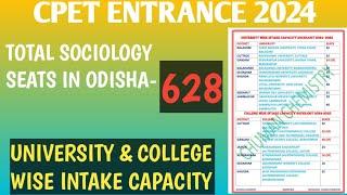 cpet seats distributions 2024  University & College wise intake capacity sociology