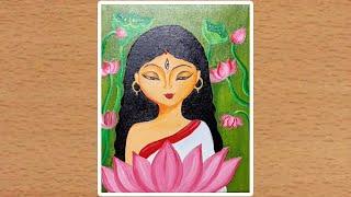 Acrylic painting of Maa Durga  Step by Step Drawing Goddess Durga  Durga puja Special Drawing