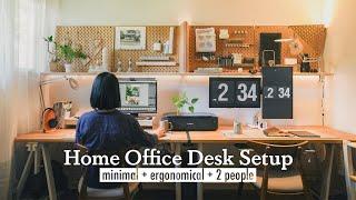 Home office desk setup & upgrade Minimal aesthetic functional office for 2 people