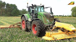 Großeinsatz Grasernte - Kleegras mähen - Großballen pressen Traktor Claas Fendt MF Landwirtschaft