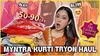 Myntra 80% OFF SALE  Designer Kurti Suit Set TRYON HAUL Starting ₹299  ThatQuirkyMiss