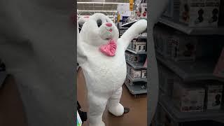 Walmart Diaries trying on the Easter Bunny Costume 