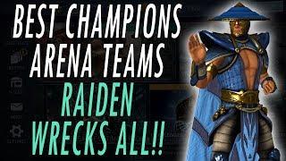 BEST CHAMPIONS ARENA TEAMS – RAIDEN - HOW TO BEAT MULTIVERSE TEAM & KNBM HUGE DMG INJUSTICE 2 MOBILE
