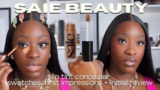 *NEW* SAIE BEAUTY SLIP TINT CONCEALER REVIEW  first impressions + comparisons + swatches dark skin