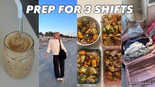 PREP FOR 3 SHIFTS W ME  unpacking grocery shopping meal prepping sunset beach walk