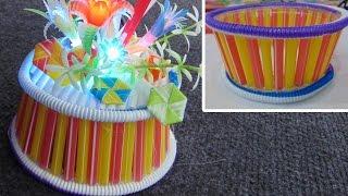 How to make flower pots from drinking straw  DIY Art Straws