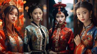 4K AI Art Lookbook - Traditional Chinese Dresses ChineseKoreanJapanese Model Girls 룩북 ルックブック