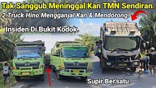 Bukit Kodok Semangkin ganas.Insiden Di Bukit Kodok TerjadiDua Truk Hino Mendorong Truk Gagal Nanjak