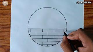 Circle Drawing Beautiful - Simple Heart Scenery Drawing Easy @Artcraft2m