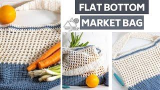 CROCHET Reusable Market Bag with Flat Bottom STEP by STEP Tutorial